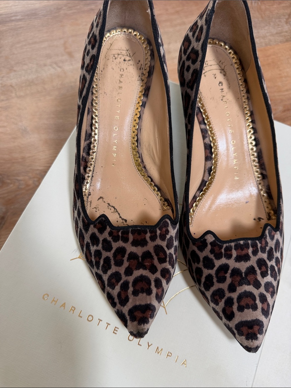 Charlotte Olympia Leopard-Print Pointed Toe Pumps in Brown and Black